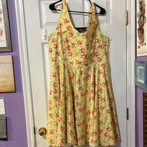 Charming Floral Mini Dress in Yellow and Red